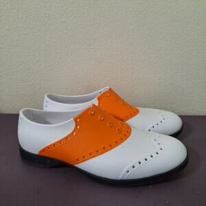 BIION Oxford Bright Spikeless Golfing Orange white Shoes mens 7 womens 9